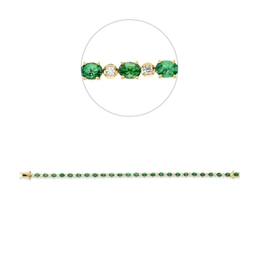 Armband aus 750 Gelbgold 25 Tsavorithe 5,7ct grün 25 Brillanten 0,51ct F-SI