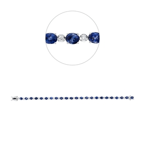 Armband aus 750 Weißgold 23 Saphire 9,31ct blau 23 Brillanten 0,46ct F-SI
