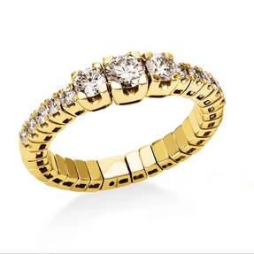 Flex-Ring 750 Gelbgold 12 Brillanten 0,6ct TW-SI 1 Brillant 0,35ct TW-SI B:5,3mm