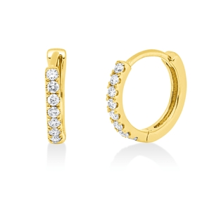 Creolen aus 750 Gold Gelbgold 16 Brillanten 0,17ct TW-SI 11,6x1,8mm