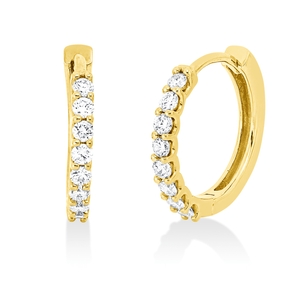 Creolen aus 750 Gold Gelbgold 16 Brillanten 0,34ct TW-SI 14,9x1,9mm