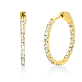 Creolen aus 750 Gold Gelbgold 48 Brillanten 0,89ct TW-SI 20,9x1,6mm