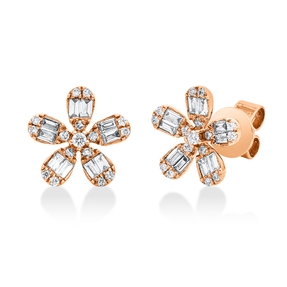 Ohrstecker aus 750 Gold Rotgold 52 Diamanten 0,46ct 10,2x10mm