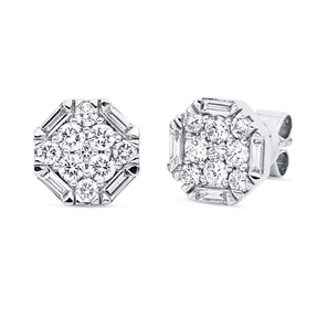 Ohrstecker 6-ecke aus 750 Gold Weißgold 26 Diamanten 0,6ct 7,7x7,7mm