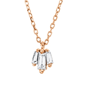 Collier aus 750 Rotgold 3 Diamanten Trapez-Schliff 0,16ct TW-VSI L:45,7cm