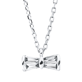 Collier aus 750 Weißgold 4 Diamanten Trapez-Schliff 0,1ct TW-VSI L:45,7cm