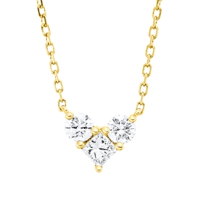 Collier Herz aus 750 Gold Gelbgold 3 Diamanten 0,29ct L:45,7cm