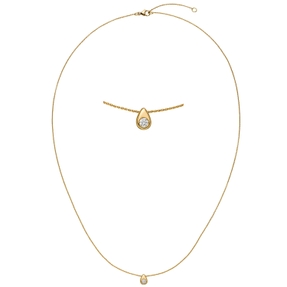 Collier mit Anhänger Tropfen 750 Gold Gelbgold Diamant-Brillant 0,06 Ct. 42-45cm Collier mit Anhänger Tropfen 750 Gold Gelbgold Diamant-Brillant 0,06 Ct. 42-45cm