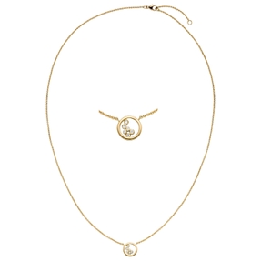Collier mit Anhänger Kreis 750 Gold Gelbgold 6 Diamanten 0,042 Ct. 42-45cm