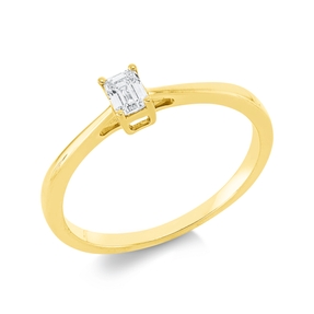 Solitaire Ring aus 750 Gelbgold Diamant Smaragd-Schliff 0,2ct TW-SI B:4,1mm