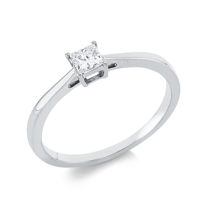 Solitaire Ring aus 750 Weißgold Diamant 0.21ct