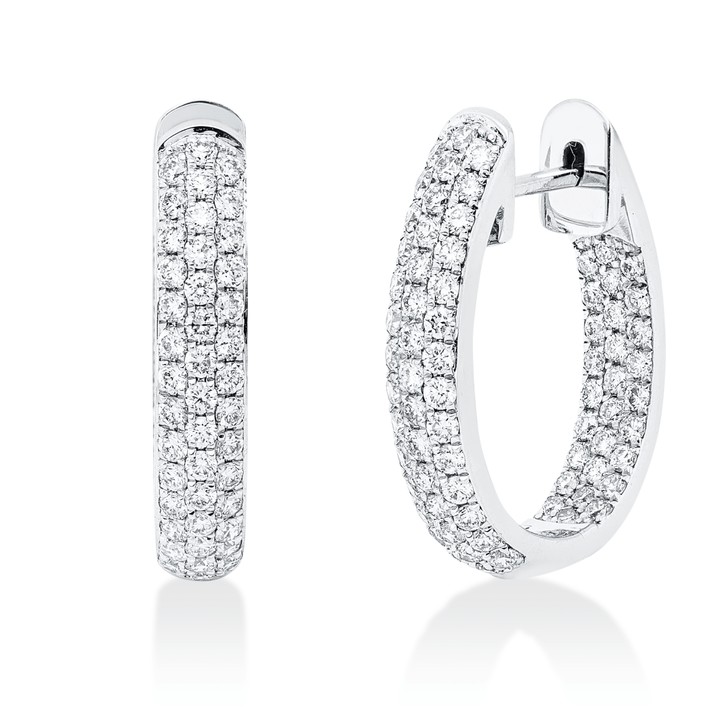 Pavé Creolen aus 750 Weißgold 142 Brillanten 1.22ct