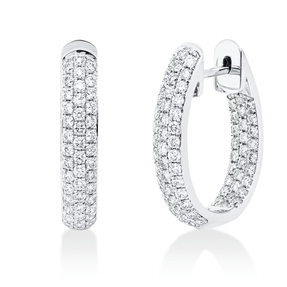 Pavé Creolen aus 750 Weißgold 142 Brillanten 1,22ct TW-SI 19,6x3,8mm