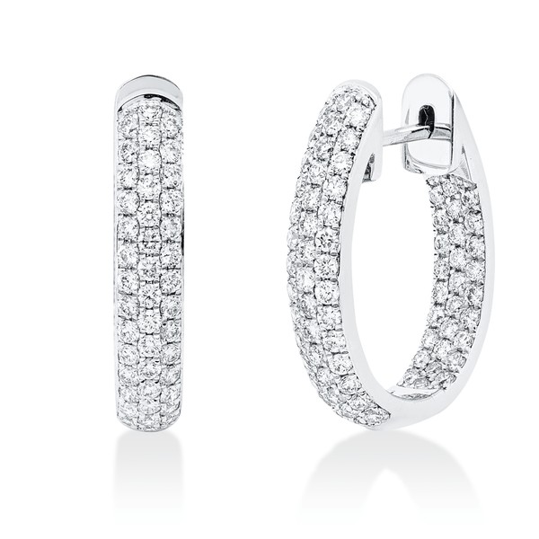 Pavé Creolen aus 750 Weißgold 142 Brillanten 1.22ct