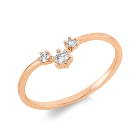 Ring aus 750 Gold Rotgold 3 Brillanten 0,1ct TW-SI B:5,5mm