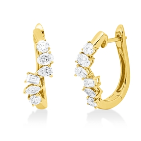 Creolen aus 750 Gold Gelbgold 12 Diamanten 0,84ct TW-SI 17,2x5,6mm