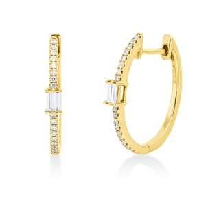 Creolen aus 750 Gold Gelbgold 38 Diamanten 0,2ct TW-SI 17,9x2,6mm