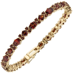 Armband aus 375 Gold Gelbgold 72 Granate rot 18,5cm Granatarmband Armschmuck