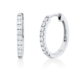 Creolen aus 750 Gold Weißgold 18 Brillanten 0,34ct TW-SI 16x1,9mm