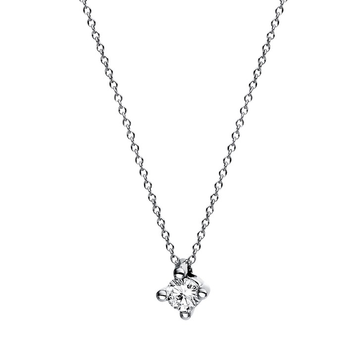 Solitaire Collier aus 585 Weißgold 1 Brillant 0.1ct