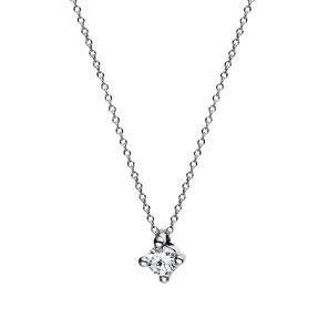 Solitaire Collier aus 585 Gold Weißgold Brillant 0,1ct TW-SI L:42cm 4er-Krappe