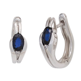Creolen Ohrringe aus 375 Gold Weißgold blaue Saphire & Diamant-Brillanten 0,02 Ct. Creolen Ohrringe aus 375 Gold Weißgold blaue Saphire & Diamant-Brillanten 0,02 Ct.