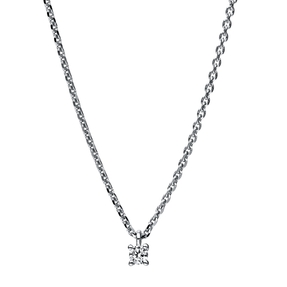 Solitaire Collier aus 585 Gold Weißgold Brillant 0,05ct TW-SI L:42cm 4er-Krappe