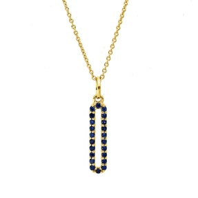 Collier Oval aus 750 Gold Gelbgold 22 Saphire 0,17ct blau L:45cm
