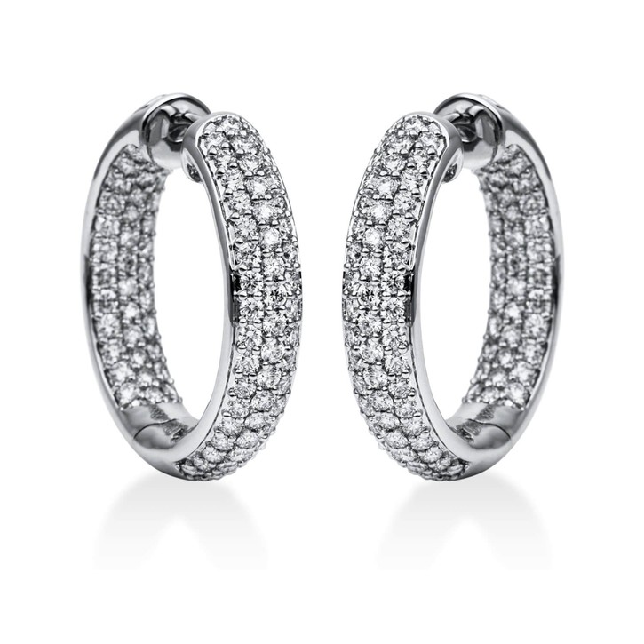 Pavé Creolen aus 750 Weißgold 178 Brillanten 3.94ct