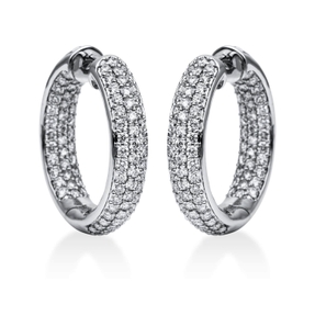 Pavé Creolen aus 750 Weißgold 178 Brillanten 3,94ct TW-VSI/SI B:7mm