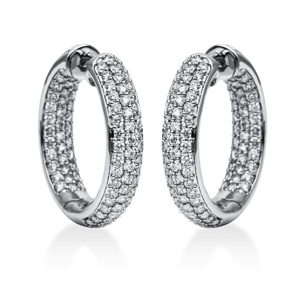 Pavé Creolen aus 750 Weißgold 178 Brillanten 3.94ct