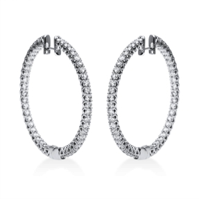 Creolen aus 750 Gold Weißgold 92 Brillanten 3,51ct TW-VSI/SI 40,5x2,2mm