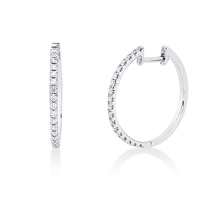 Creolen schmal aus 750 Weißgold 36 Brillanten 0,27ct TW-SI 20,6x1,5mm