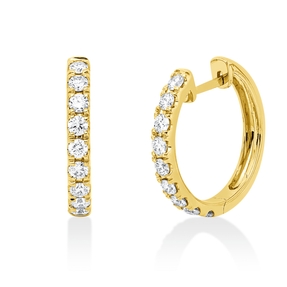 Creolen aus 750 Gold Gelbgold 18 Brillanten 0,6ct TW-SI 17,1x2,4mm