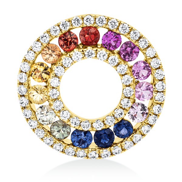 Anhänger aus 750 Gelbgold 15 Saphire 55 Brillanten 0.2ct