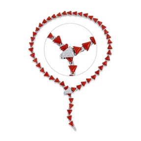 Collier 750 Weißgold 48 Koralle 85,53ct orange 358 Brillanten 1,88ct W-PI L:50,8cm Collier 750 Weißgold 48 Koralle 85,53ct orange 358 Brillanten 1,88ct W-PI L:50,8cm