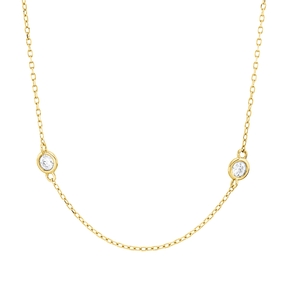 Collier aus 750 Gold Gelbgold 9 Brillanten 0,34ct TW-VSI/SI L:42cm Zarge