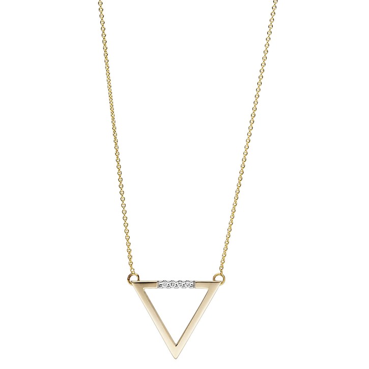 Collier Dreieck 585 Gelbgold mit 4 Diamanten 40-42cm