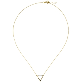 Collier Halskette Dreieck aus 585 Gold Gelbgold mit 4 Diamanten 0,02 Ct. 40-42cm Collier Halskette Dreieck aus 585 Gold Gelbgold mit 4 Diamanten 0,02 Ct. 40-42cm