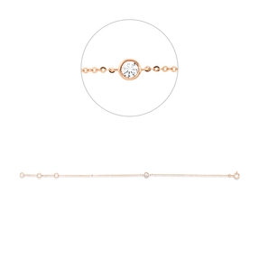 Armband aus 750 Gold Rotgold Brillant 0,1ct TW-SI B:3,8mm L:16,5cm