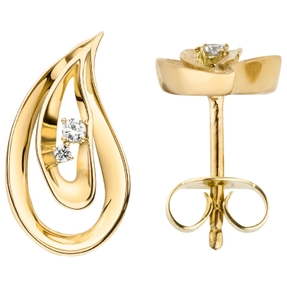 Ohrringe Ohrstecker Tropfen 15x8,1mm 585 Gold Gelbgold mit 4 Diamanten 0,06 Ct. Ohrringe Ohrstecker Tropfen 15x8,1mm 585 Gold Gelbgold mit 4 Diamanten 0,06 Ct.