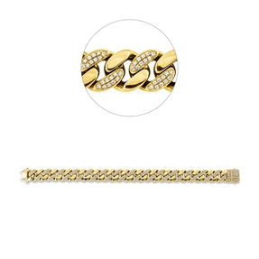 Armband Panzerkette 750 Gold gelb/weiß 344 Brillanten 2ct TW-VSI B:15,9mm L:22cm