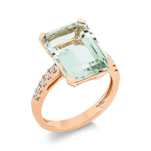 Ring aus 750 Rotgold Amethyst 5 Brillanten 0.2ct