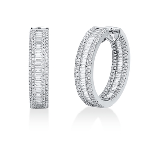 Creolen aus 750 Gold Weißgold 542 Diamanten 2,28ct TW-SI 20,5x4,7mm