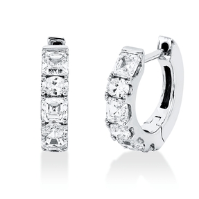 Creolen aus 750 Weißgold 12 Diamanten Fanatsy-Schliff 1,16ct TW-VSI 12,7x3mm