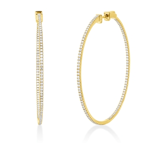 Creolen schmal aus 750 Gelbgold 121 Brillanten 1,08ct TW-SI 44,9x1,4mm