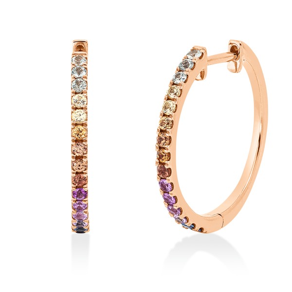 Creolen aus 750 Rotgold 30 Saphire