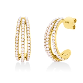 Ohrstecker aus 750 Gold Gelbgold 138 Süßwasser-Perlen 1,5mm weiß