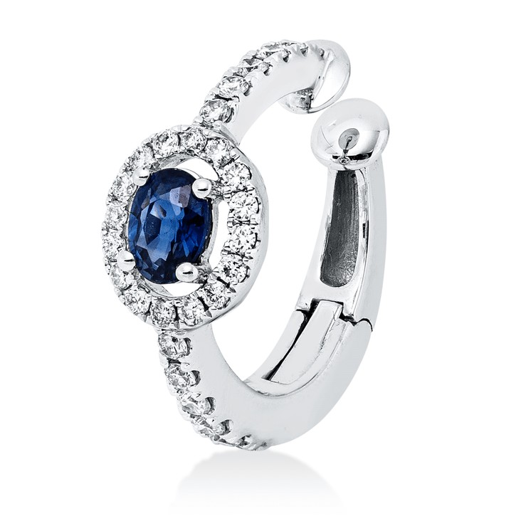 Creolen aus 750 Weißgold Saphir 28 Brillanten 0.16ct