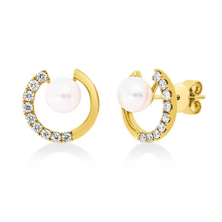 Ohrstecker aus 750 Gelbgold 2 Süßwasser-Perlen